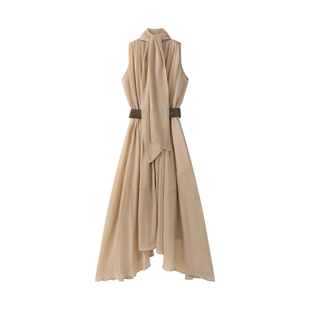 Manludini Asymmetric Sleeveless Draped Dress