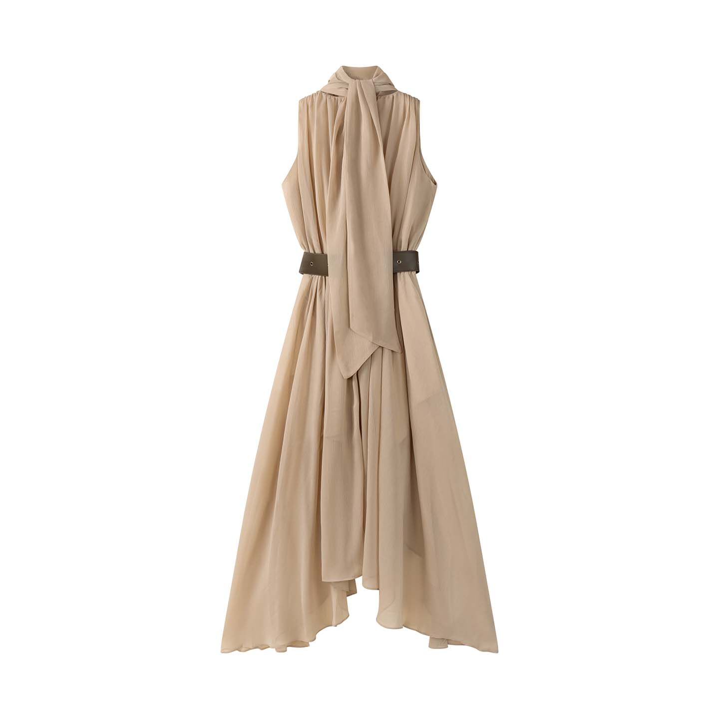 Manludini Asymmetric Sleeveless Draped Dress