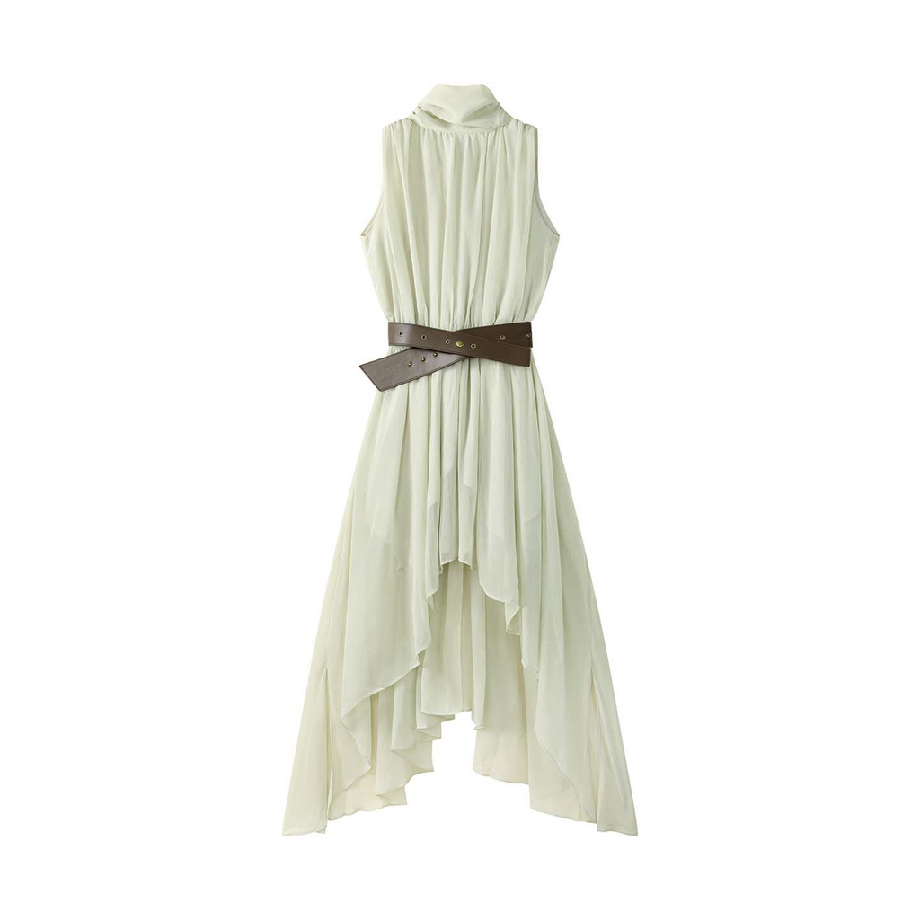 Manludini Asymmetric Sleeveless Draped Dress