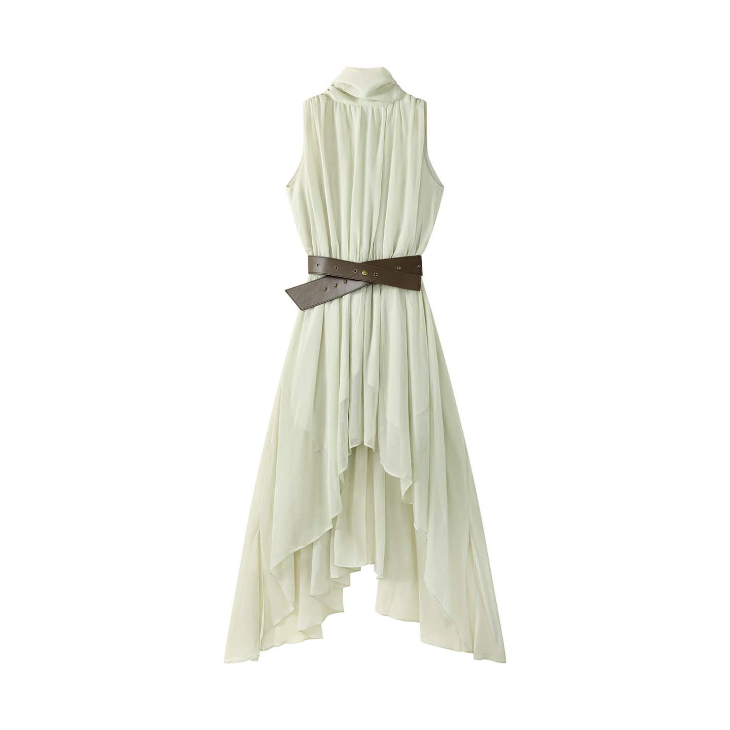 Manludini Asymmetric Sleeveless Draped Dress