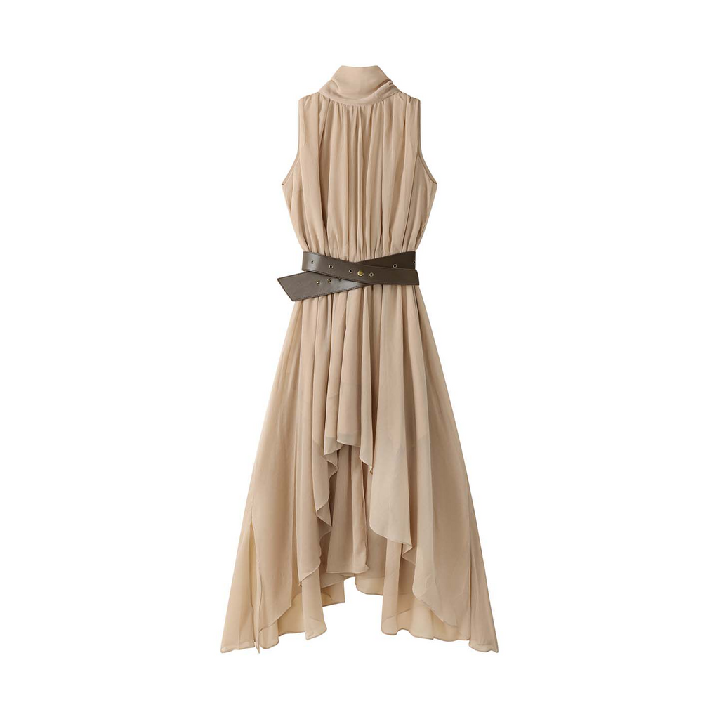 Manludini Asymmetric Sleeveless Draped Dress
