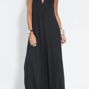 Solid V-Neck Dress & Cardigan Set