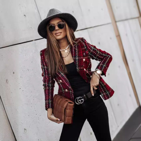 Women’s Printed Double-Breasted Blazer Jacket