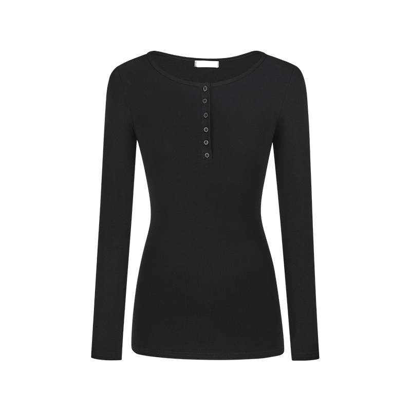 Hot-Girl Buttoned Slim-Fit Long Sleeve Tee (Women) - Image 6