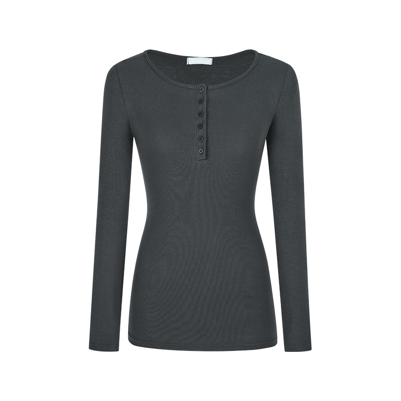 Hot-Girl Buttoned Slim-Fit Long Sleeve Tee (Women) - Image 8